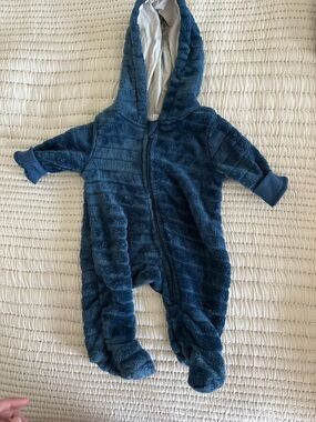 Tahari Deep Navy Plush Hooded Footed One-Piece